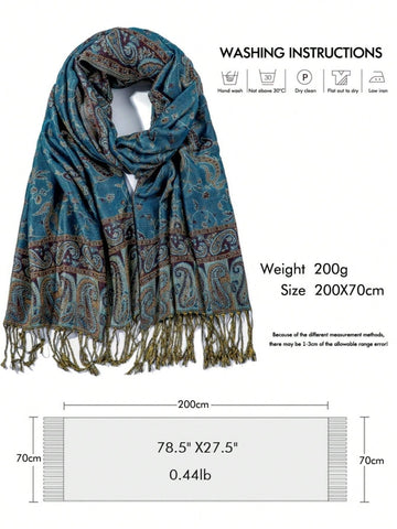 1pc Women Pashmina Scarves Bohemian Style Women Tassel Hijab