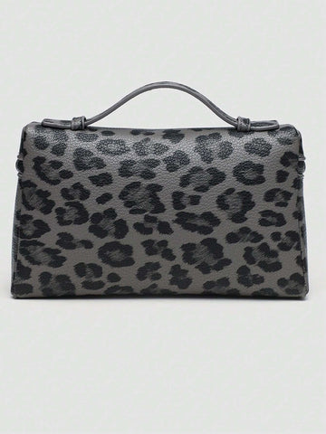 1pc Solid Color Litchi Grain PU Square Crossbody Bag