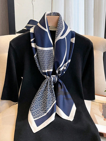 1pc Women's 90D Twill Elegant Minimalist Printed Scarf