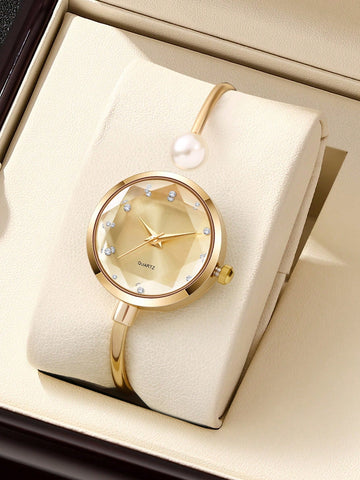 1pc Women's Delicate Bracelet Watch With 1 Large Pearl