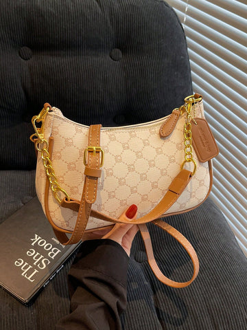 1pc Women Plain Color PU Shoulder Bag