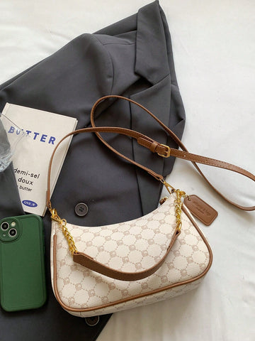 1pc Women Plain Color PU Shoulder Bag