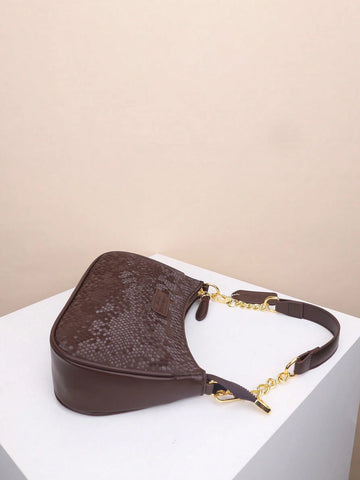 1pc Women Plain Color PU Shoulder Bag