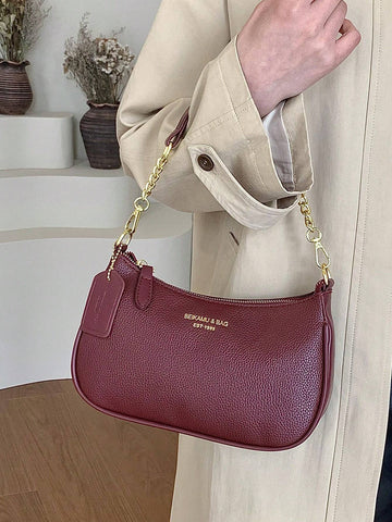 1pc Women Plain Color PU Shoulder Bag