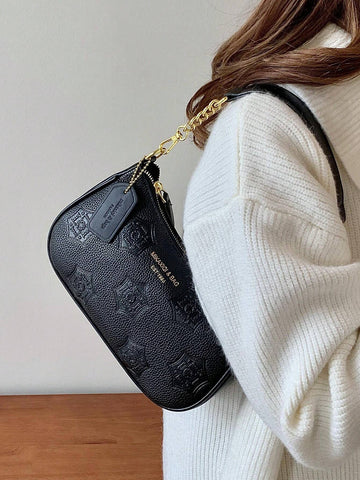 1pc Women Plain Color PU Shoulder Bag