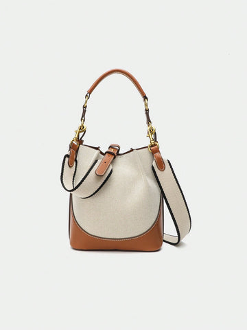 Women Brown Korean Style Drawstring Handbag