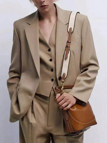 Women Brown Korean Style Drawstring Handbag