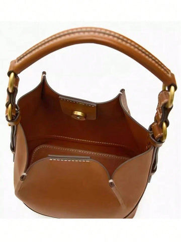 Women Brown Korean Style Drawstring Handbag