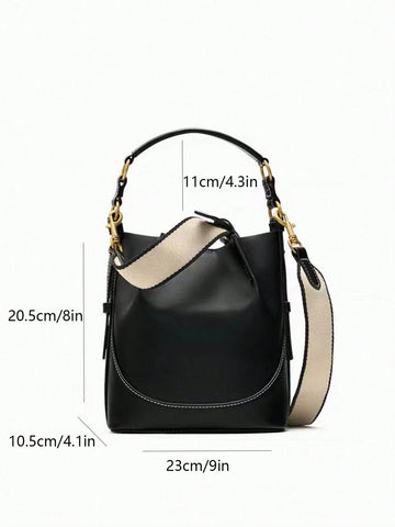 Women Brown Korean Style Drawstring Handbag