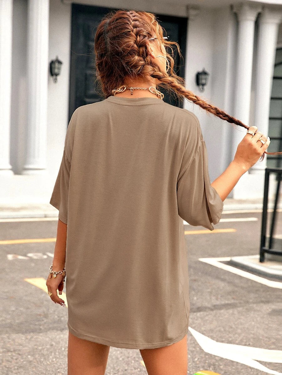 EZwear Solid Drop Shoulder Oversized Tee