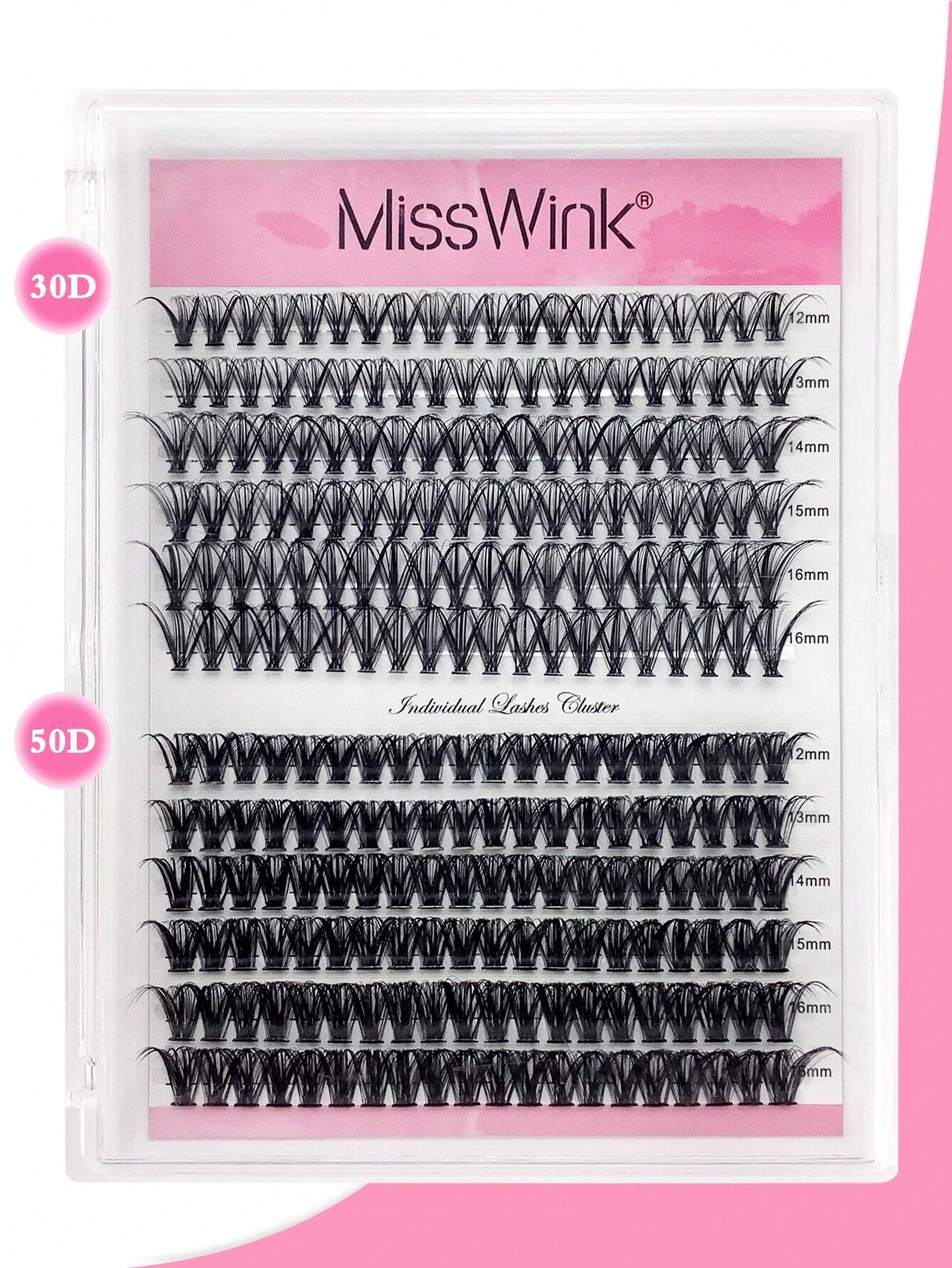 240pcs Mixed Length (12-16mm) Clustered Water Resistant Mink False Eyelashes