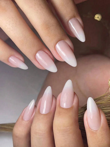 Elevate Your Style With 24pcs Long Almond Shaped Solid Color Fake Nail Set Press On Nails