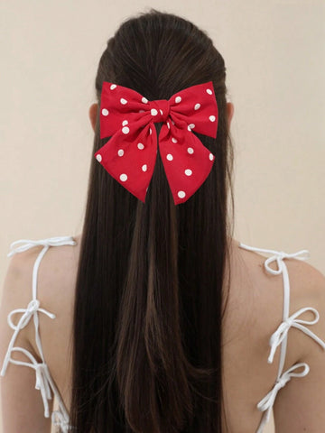 1pc Korean Style Handmade Polka Dot Bow Scrunchie