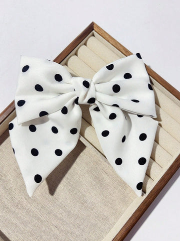 1pc Korean Style Handmade Polka Dot Bow Scrunchie