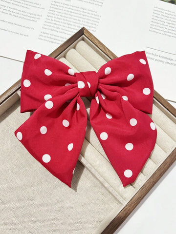 1pc Korean Style Handmade Polka Dot Bow Scrunchie