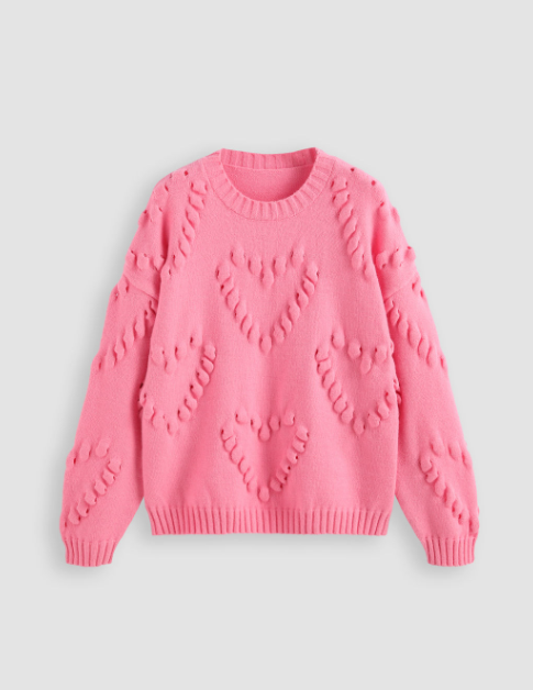 Heart Pattern Texture Sweater