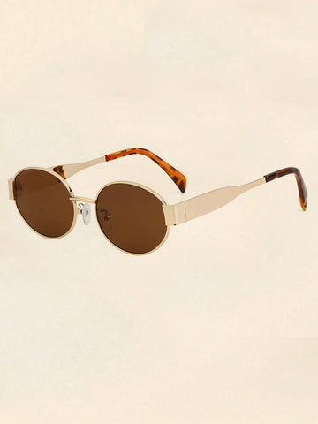 2 Pairs Of Women's Metal Frame Oval Fashion Glasses