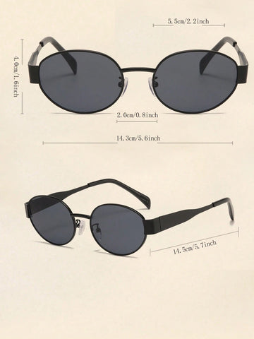 2 Pairs Of Women's Metal Frame Oval Fashion Glasses