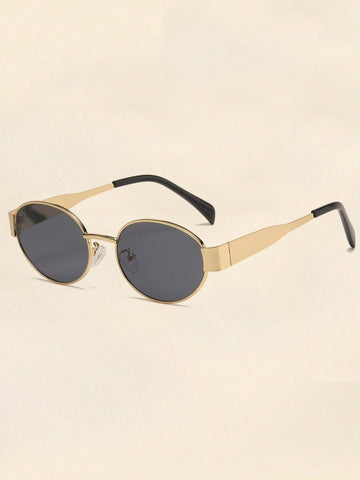 2 Pairs Of Women's Metal Frame Oval Fashion Glasses