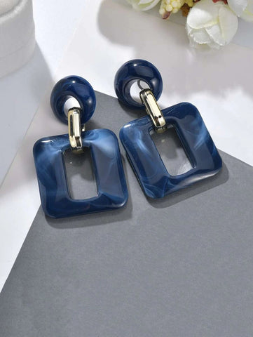 Square Decor Drop Earrings