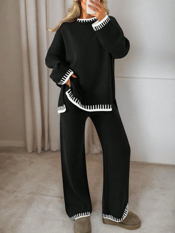 Women Colorblock Sweater Set