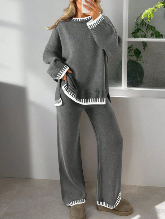 Women Colorblock Sweater Set