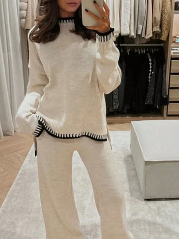 Women Colorblock Sweater Set