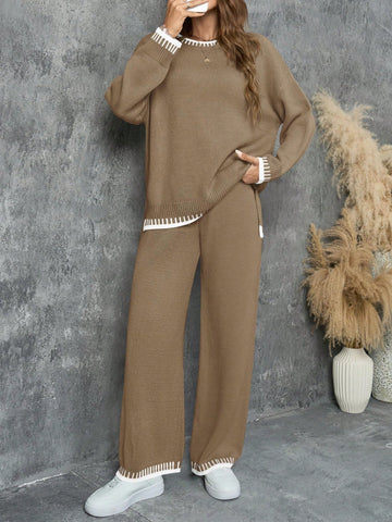 Women Colorblock Sweater Set