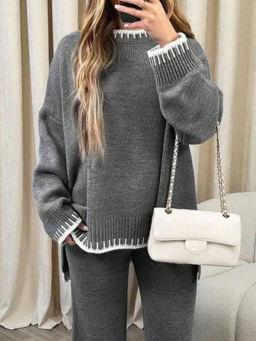 Women Colorblock Sweater Set