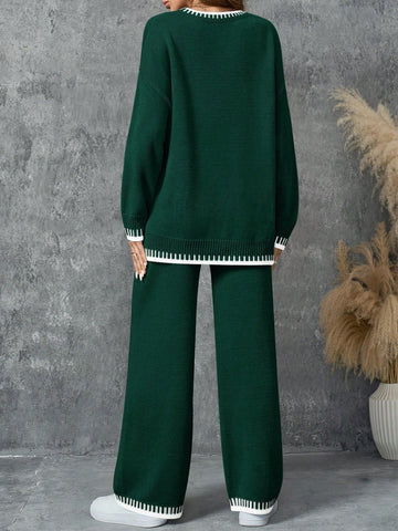 Women Colorblock Sweater Set