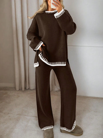 Women Colorblock Sweater Set