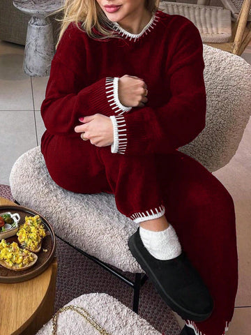 Women Colorblock Sweater Set