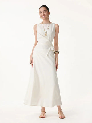 2Pcs Set Boatneck Top & Maxi Flared Pull-On Skirt