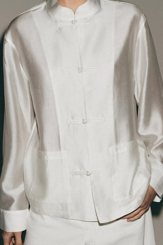 ZW COLLECTION SATIN SHIRT WITH FROG FASTENING