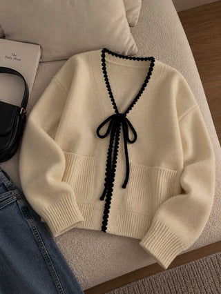 V-Neck Knit Cardigan Sweater