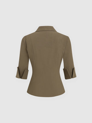 Short Sleeve V-Neck Blouse