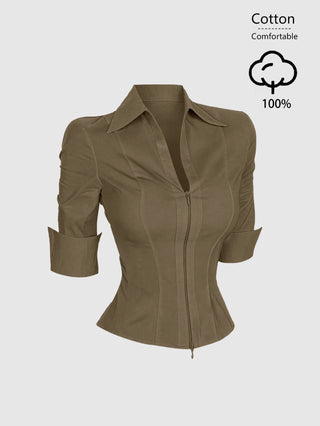 Short Sleeve V-Neck Blouse