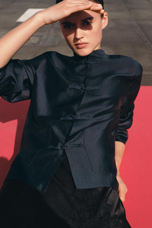 ZW COLLECTION SATIN SHIRT WITH FROG FASTENING