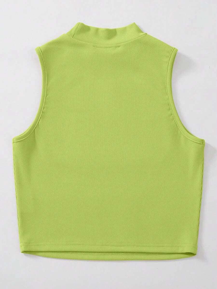 EZwear Mock Neck Rib-knit Tank Top