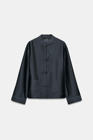 ZW COLLECTION SATIN SHIRT WITH FROG FASTENING