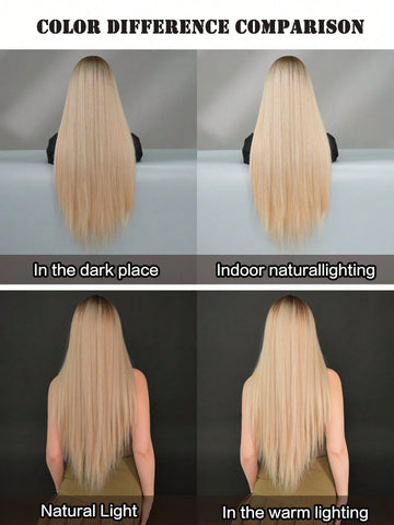 Ombre Blonde Wigs For Women Super Long Straight Wigs