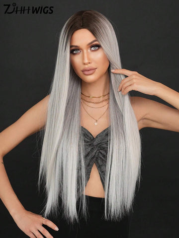 Ombre Blonde Wigs For Women Super Long Straight Wigs