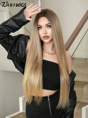 Ombre Blonde Wigs For Women Super Long Straight Wigs