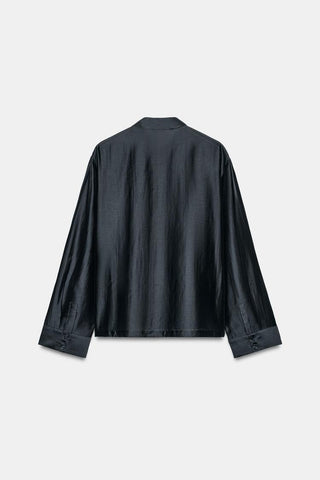 ZW COLLECTION SATIN SHIRT WITH FROG FASTENING