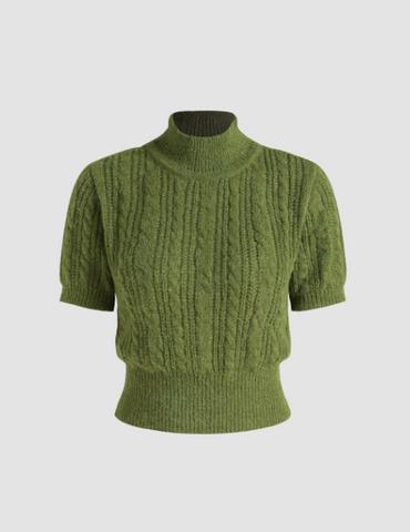 Wool-blend Texture High Neck Sweater