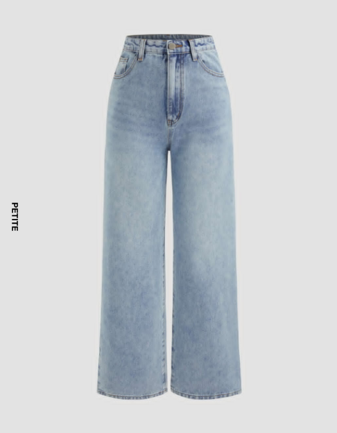 Petite Denim Solid Straight Leg Jeans