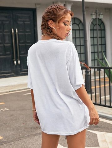 EZwear Solid Drop Shoulder Oversized Tee