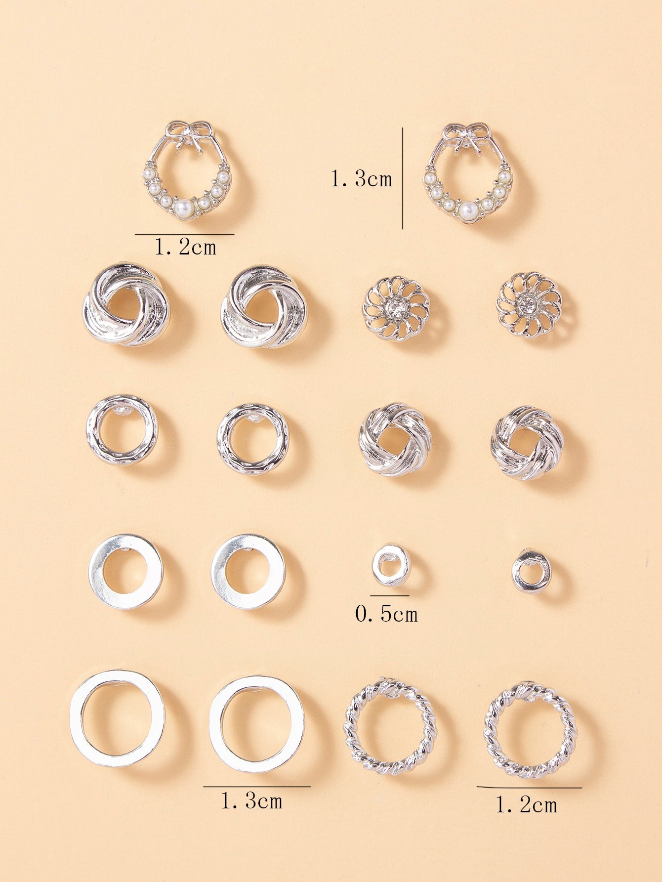 9pairs Faux Pearl Decor Stud Earrings