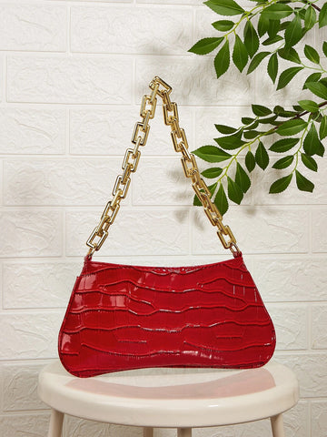 Acrylic Chain Link Crocodile Pattern French Stick Bag Women's Shoulder Bag