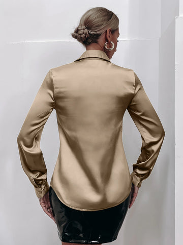 Clasi Women's Plain Color Casual Long Sleeve Shirt